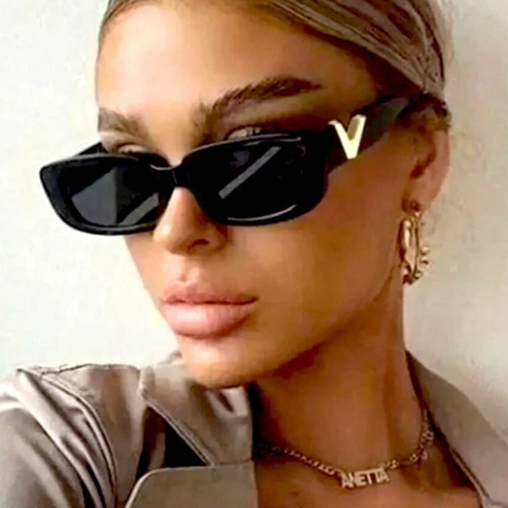 Anthro V Sunglasses black w/ V on the sides